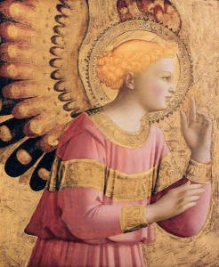 ANGELICO, Fra, Archangel Gabriel Annunciate, 1431-33, Tempera and gold on panel, 31 x 26 cm, Institute of Arts, Detroit