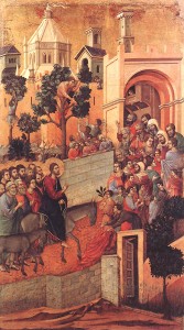 DUCCIO di Buoninsegna, Entry into Jerusalem, 1308-11, Tempera on wood, 100 x 57 cm, Museo dell'Opera del Duomo, Siena